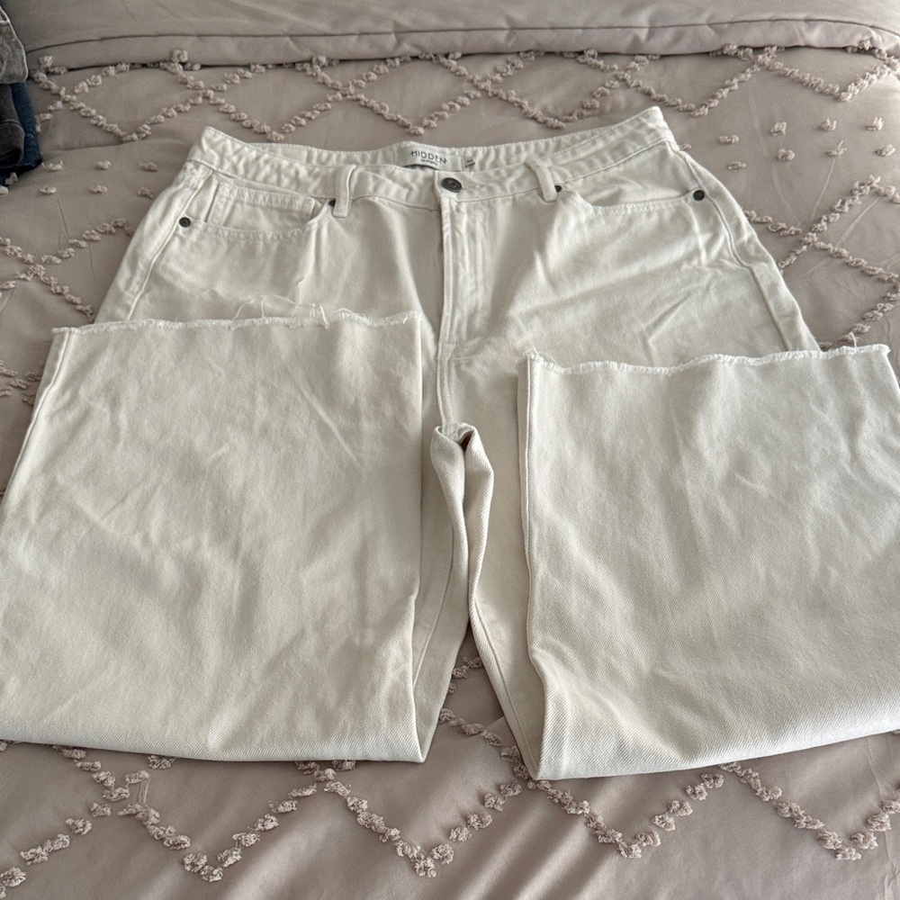 Cream Straight-Leg Jeans